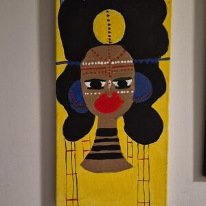 Vibrant African-Inspired Wall Art with Yellow and Black Accents